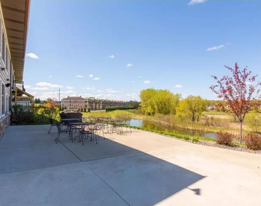 The outdoor patio beside the clubhouse