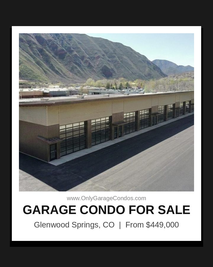 Photo polaroid: aerial shot of garage condos for sale, Glenwood Springs, Colorado